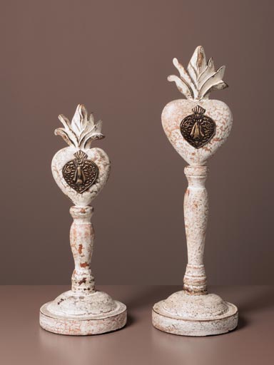 S/2 antique white wooden Ex-voto with medals