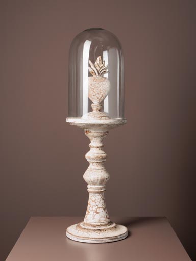 Wooden Ex-voto on stand with glass cloche