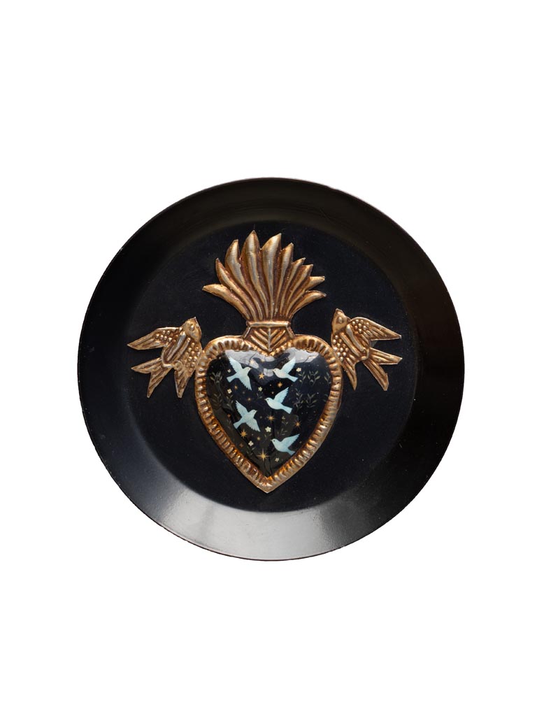 Cadre noir rond et Ex-voto oiseaux - 2