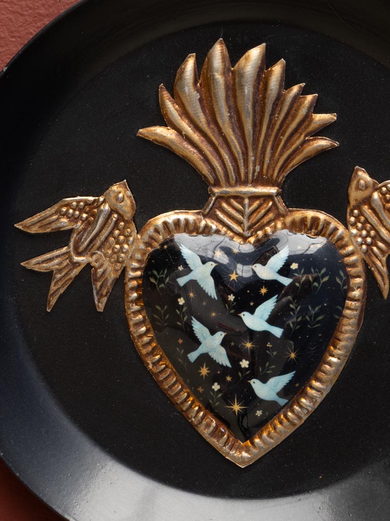 Cadre noir rond et Ex-voto oiseaux - 3