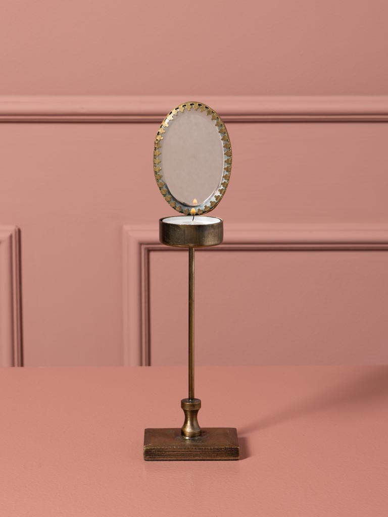 Lumignon sur pied miroir ovale festonné - 1