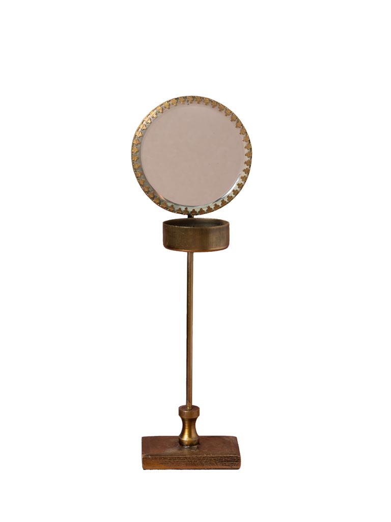 Lumignon sur pied miroir rond festonné - 2
