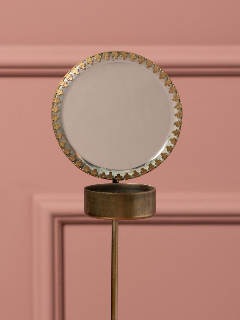 Lumignon sur pied miroir rond festonné - 3