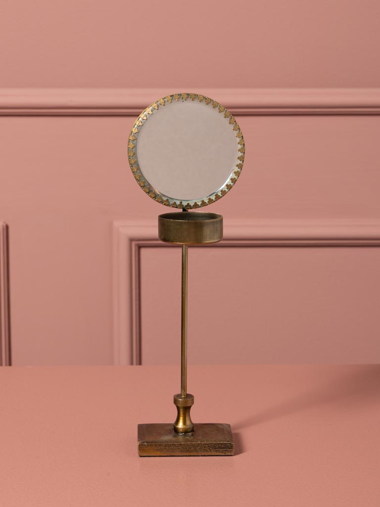 Lumignon sur pied miroir rond festonné - 5