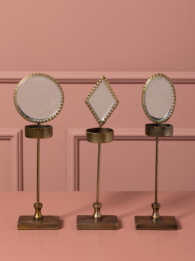 Lumignon sur pied miroir rond festonné - 6