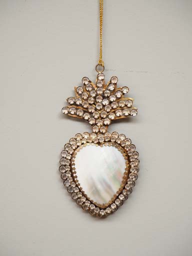 Hanging ex-voto bone & gold heart