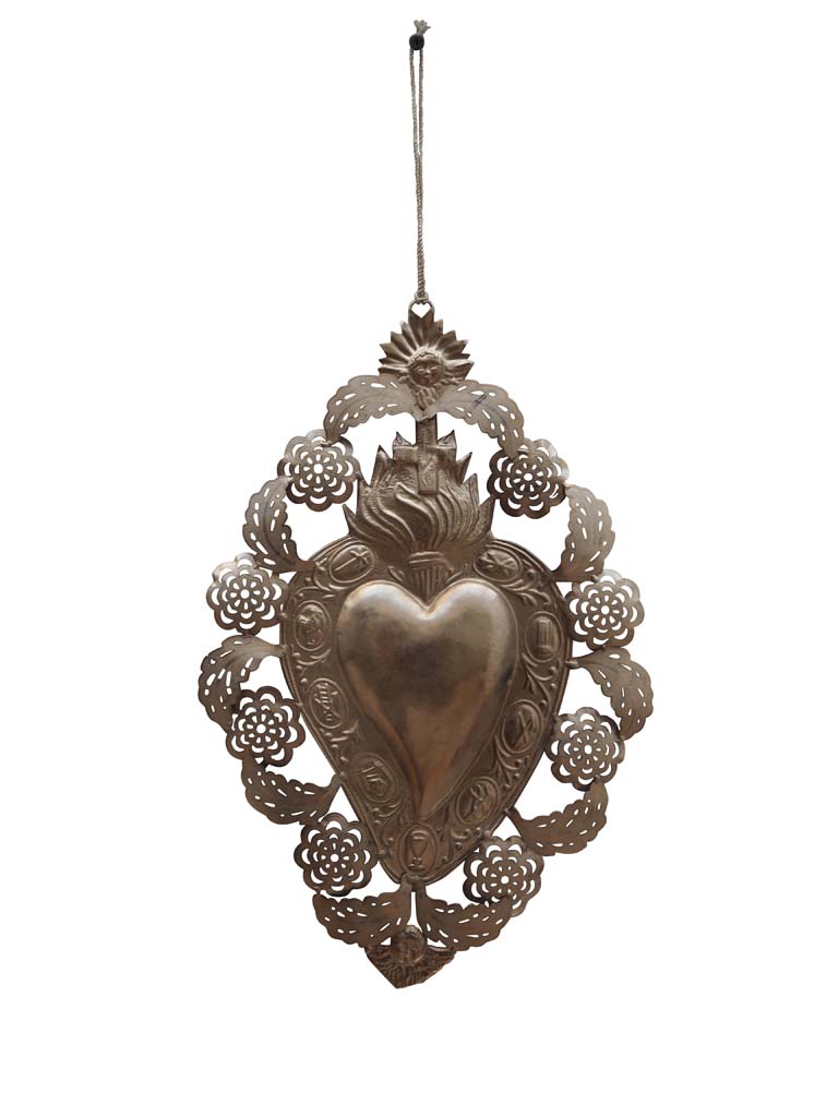Hanging Ex-voto heart with flowers - 2