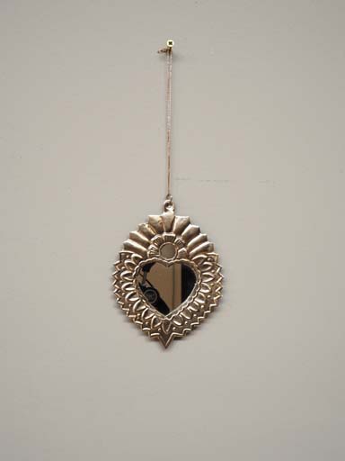 Hanging Ex-voto heart mirror & flames