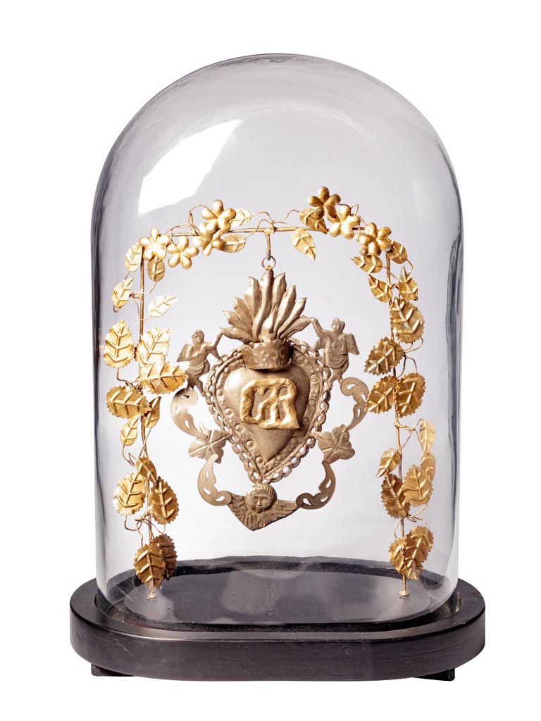 Glass dome with ex-voto garland - 2