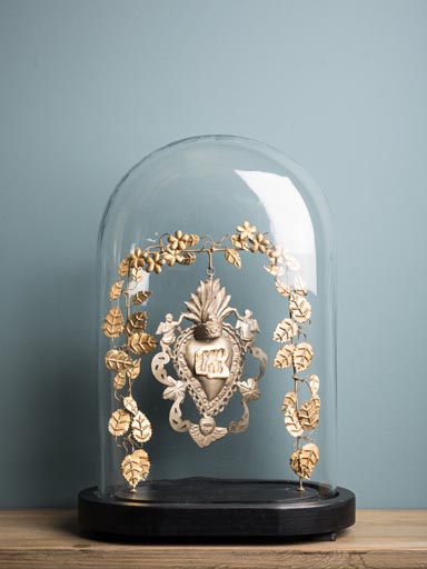 Glass dome with Ex-voto garland