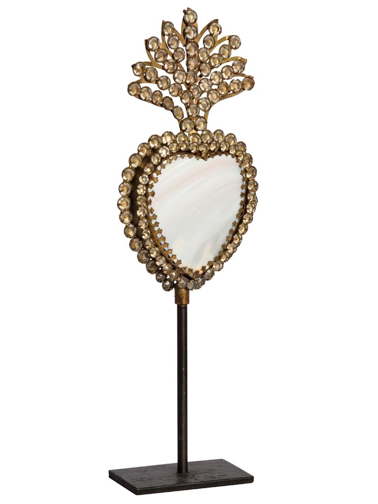 Ex-voto heart box on stand pearly finish - 2