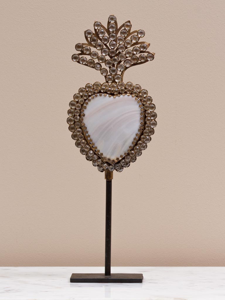 Ex-voto heart box on stand pearly finish - 1