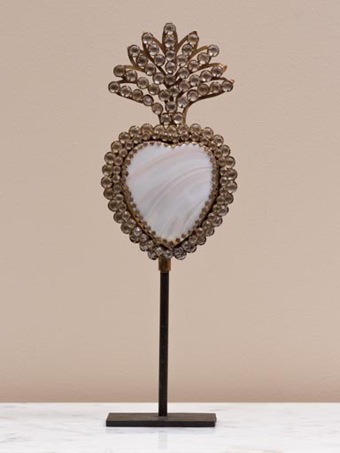 Ex-voto heart box on stand pearly finish