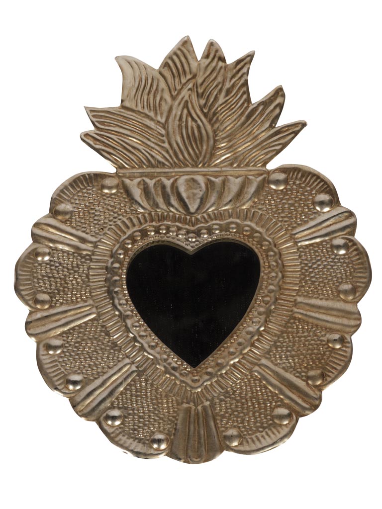 Mirror Ex-voto heart with flames - 2