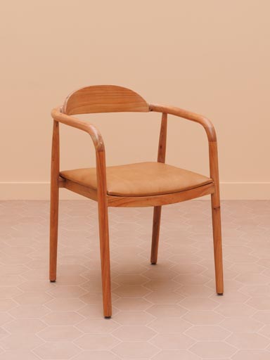 Chaise à accoudoirs assise cuir Khezia
