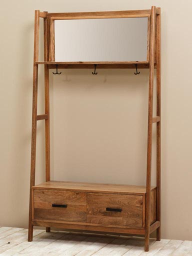 Wooden coat hanger with drawers Deva