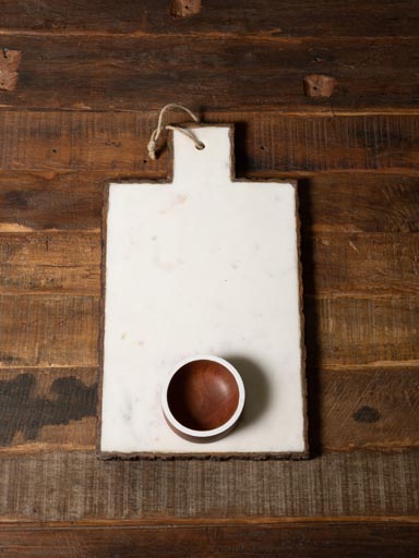 Marble chopping board with wooden dip cup