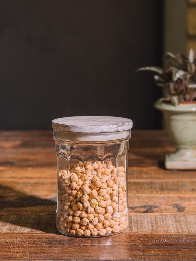 Glass jar with wooden lid 14cm - 1