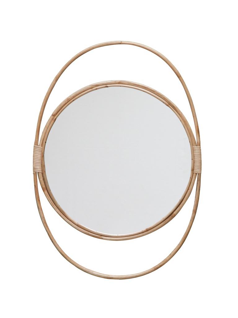 Miroir rotin rond cadre ovale suspendu - 2