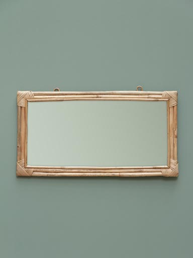 Rectangular rattan mirror