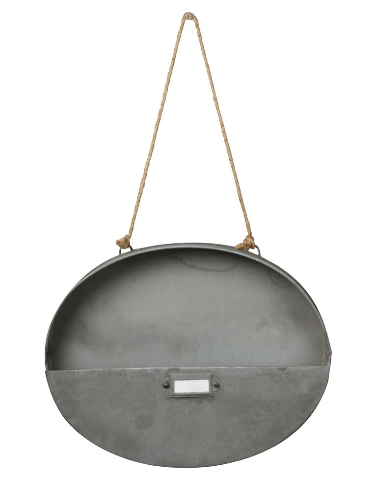 Oval hanging letter holder zinc patina - 2