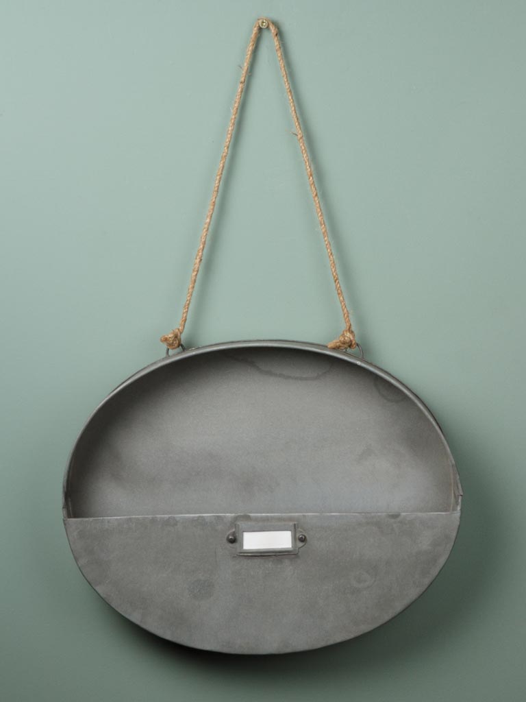 Oval hanging letter holder zinc patina - 1