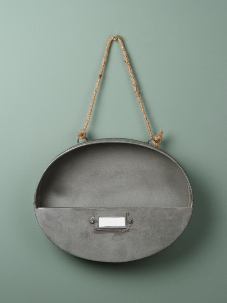 Small oval hanging letter holder zinc patina - 1