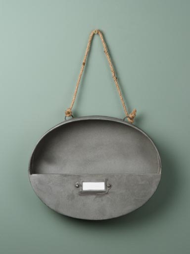 Small oval hanging letter holder zinc patina