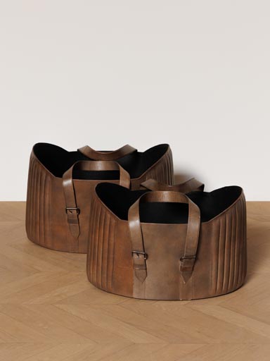 S/2 leather baskets Texan