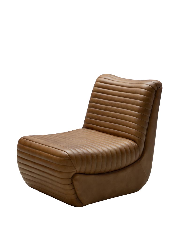 Channel tufted leather armchair Aston - 2