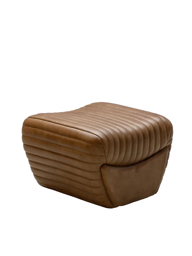 Channel tufted leather footstool Aston - 2