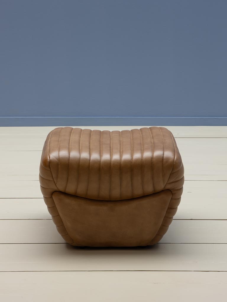 Channel tufted leather footstool Aston - 3