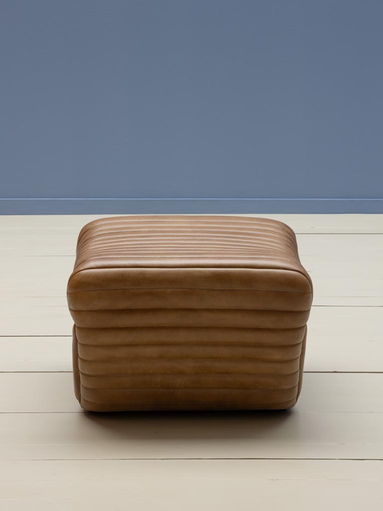 Channel tufted leather footstool Aston - 5