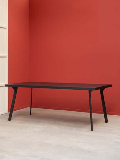 Table with iron parquet matt black