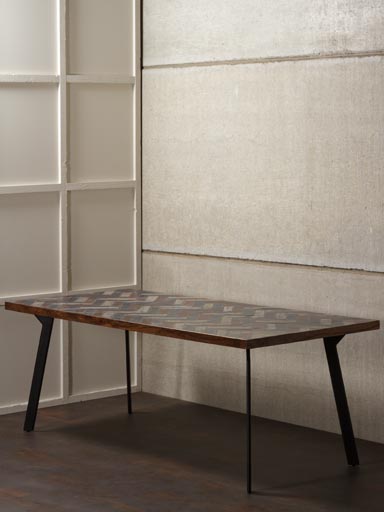 Table with iron parquet Spica (vary in colors and