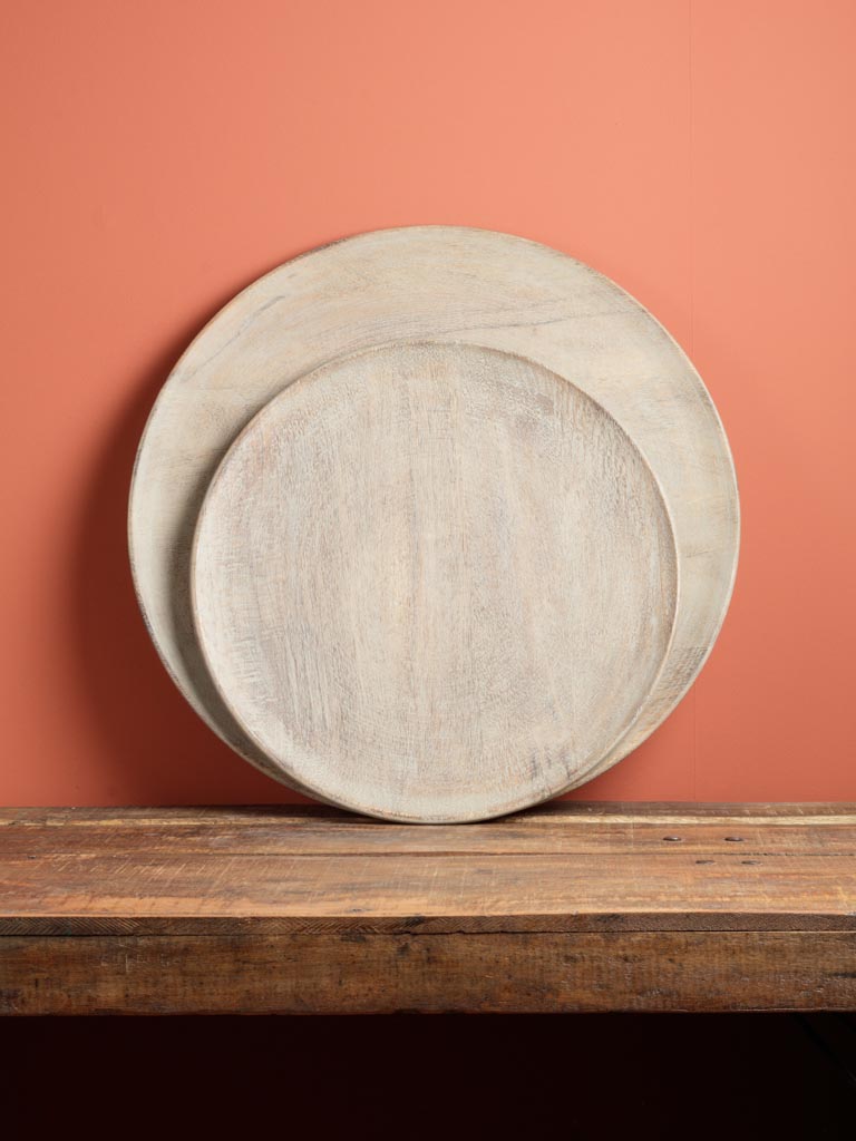 S/2 round trays in wood grey patina - 1
