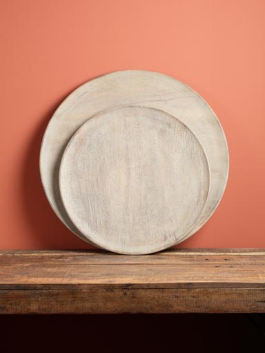S/2 round trays in wood grey patina