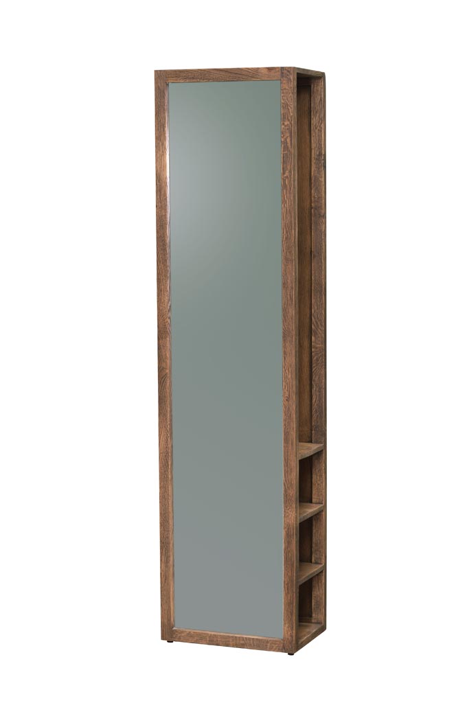 Mirror and coat hanger with 3 shelves antic oak - 2