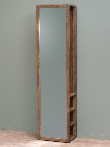 Mirror and coat hanger with 3 shelves antic oak