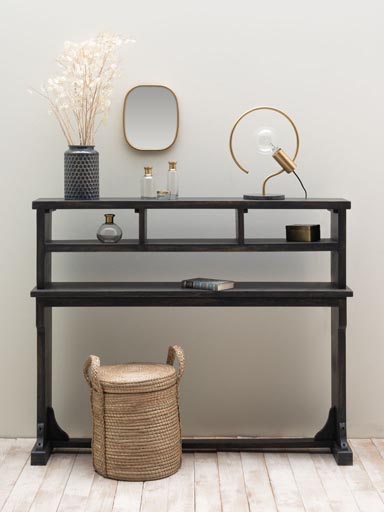 High black console with compartments