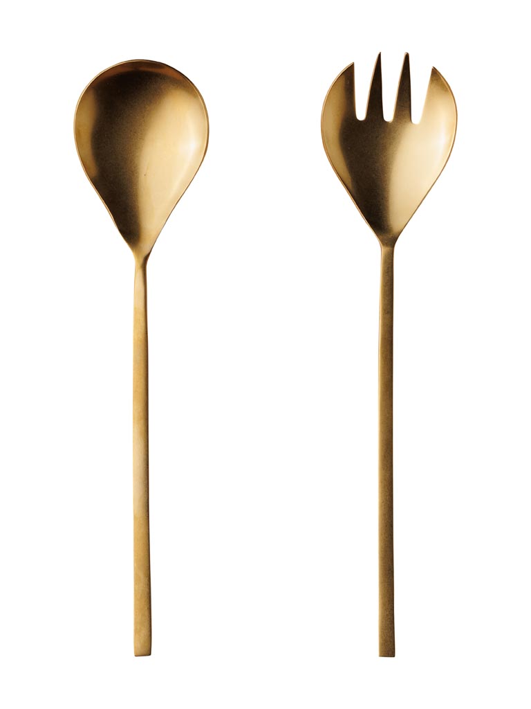 S/2 salad servers antique gold finish - 2