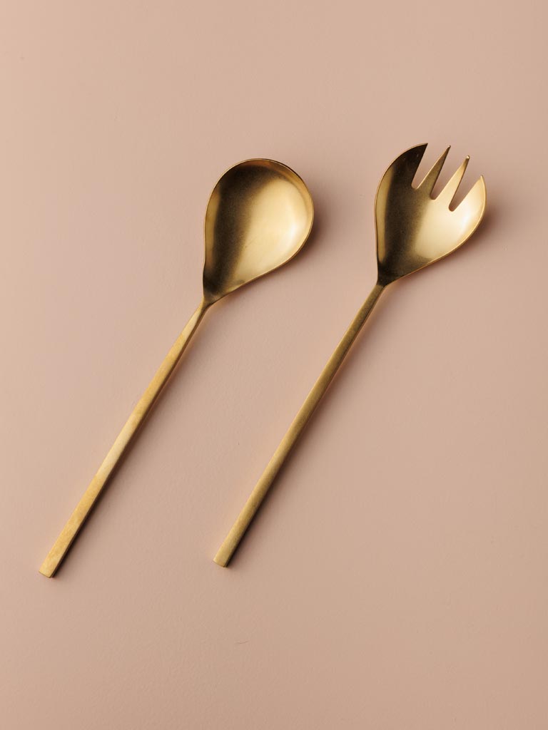 S/2 salad servers antique gold finish - 3