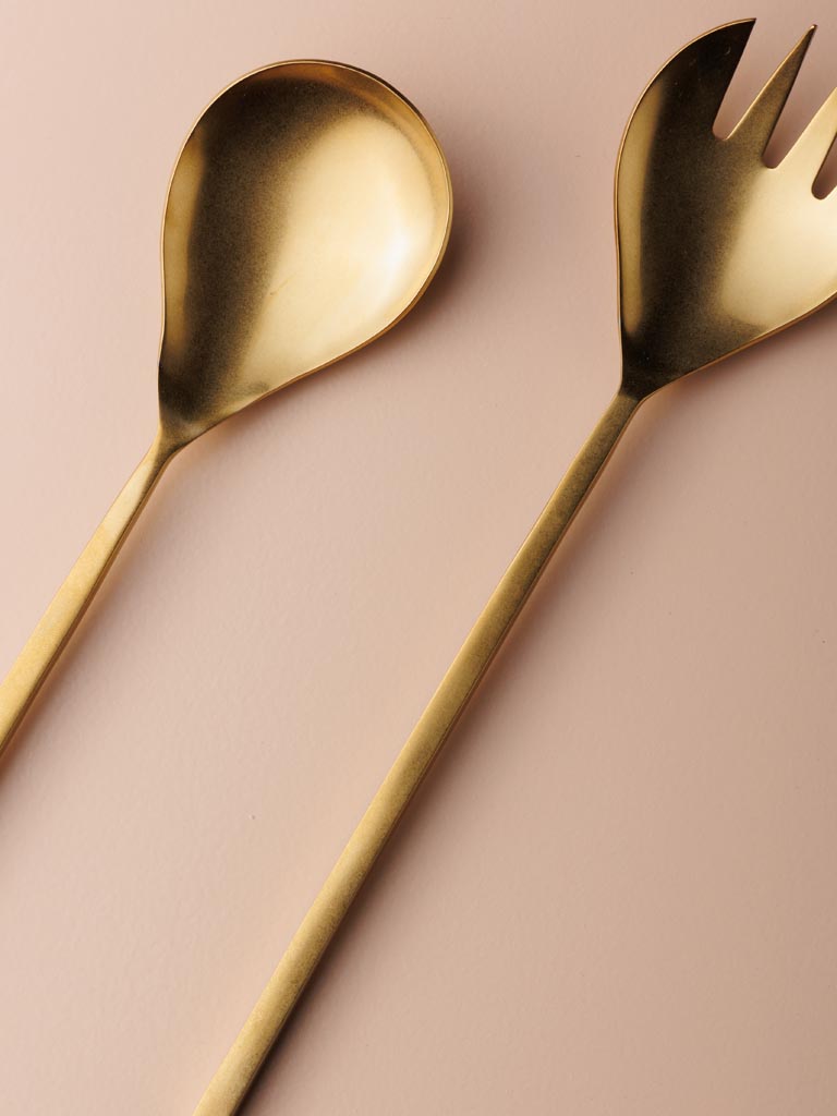 S/2 salad servers antique gold finish - 4