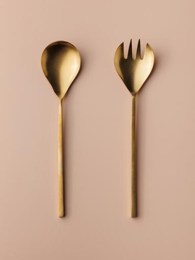 S/2 salad servers antique gold finish