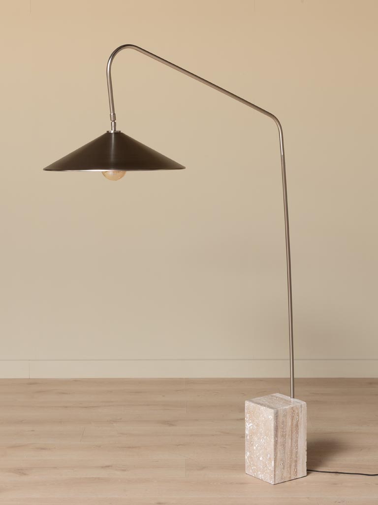 Lampe sur pied base carrée travertin Kromis - 1