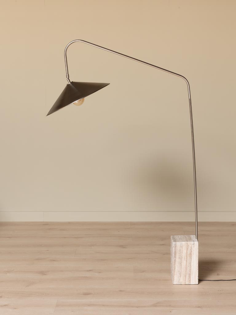 Lampe sur pied base carrée travertin Kromis - 5