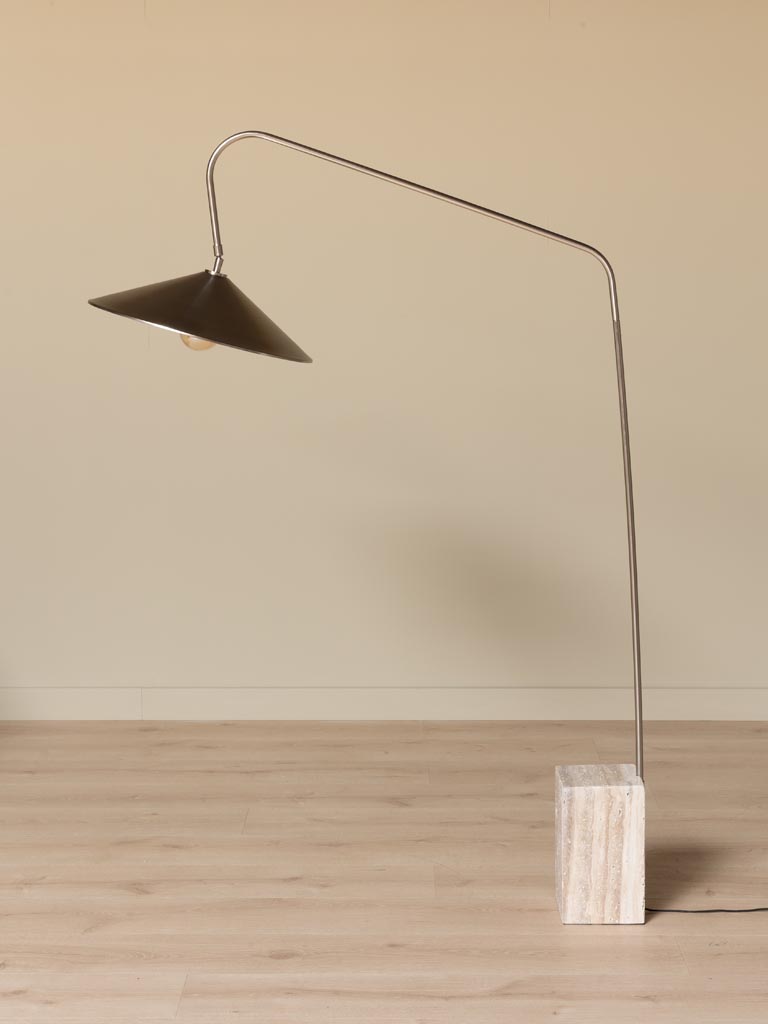 Lampe sur pied base carrée travertin Kromis - 7