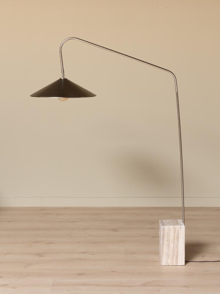 Lampe sur pied base carrée travertin Kromis - 6