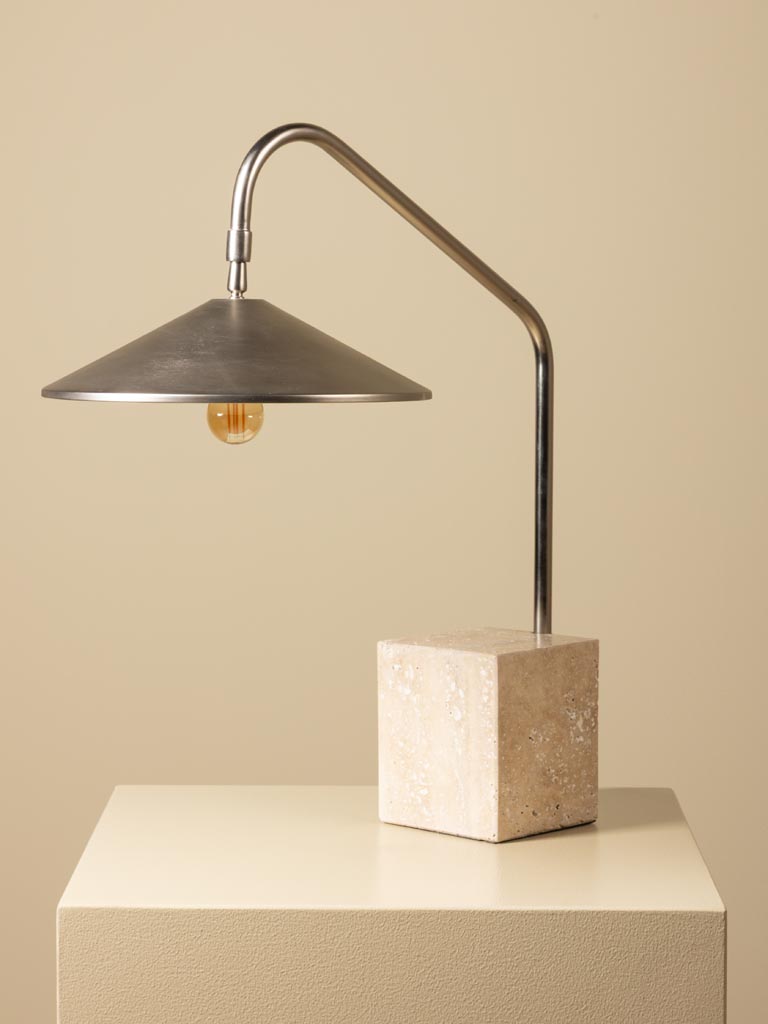 Lamp square travertine base Kromis - 1