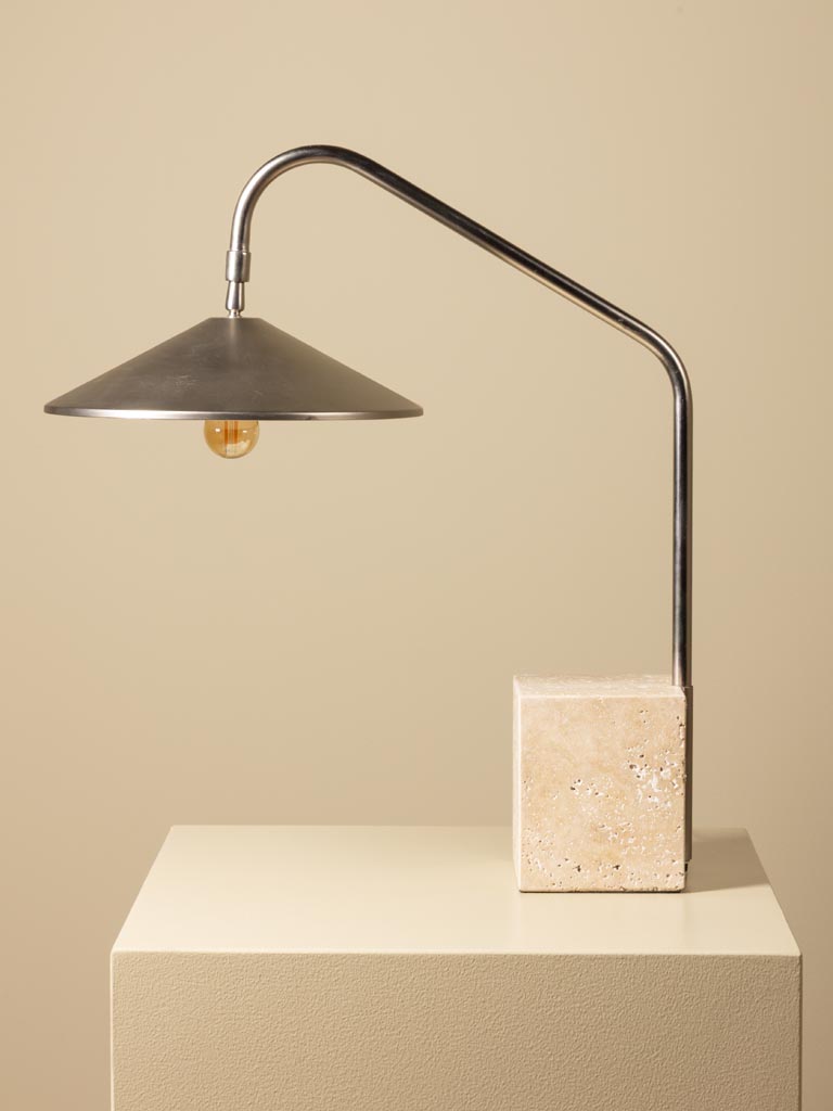 Lamp square travertine base Kromis - 3